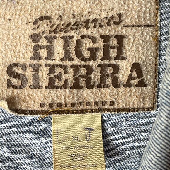 Y2K Vntg High Sierra Denim Jean Trucker Engineering Faded Work Jacket Men's XL - Picture 4 of 5